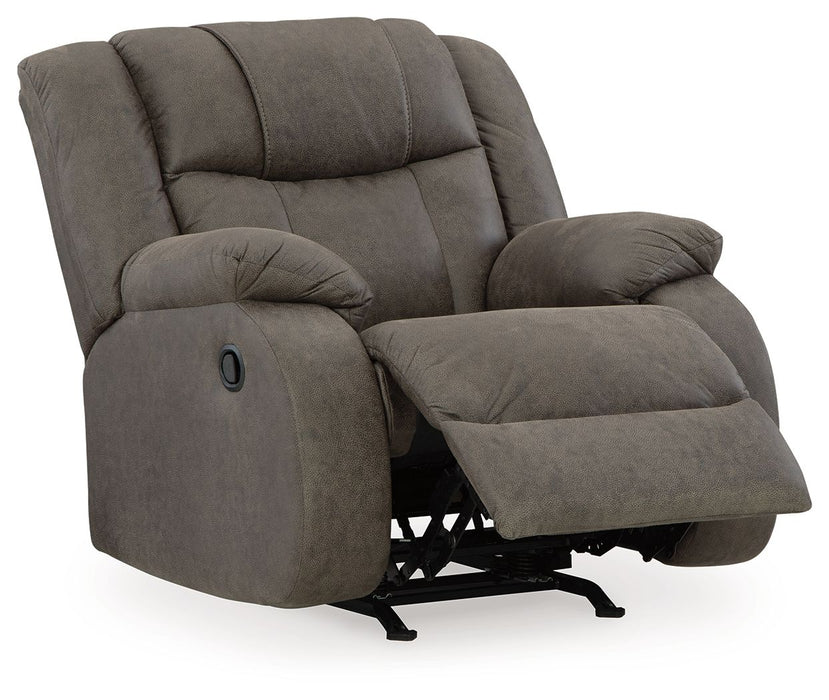 First Base - Rocker Recliner - Faux Leather - Gunmetal