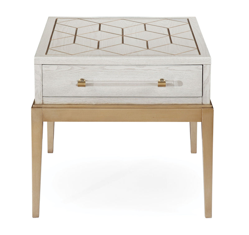 Perrine - Rectangle End Table - White / Gold