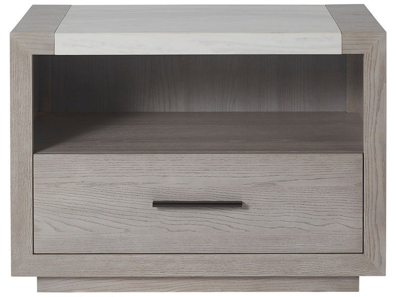 Modern One Drawer Nightstand Pearl Silver
