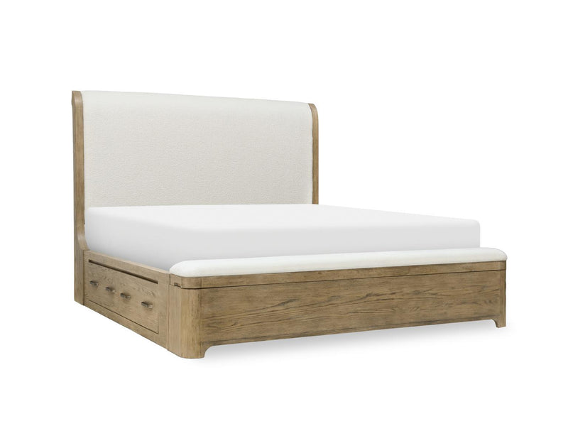 Flow - Complete Upholstered Sleigh Bed With Storage Footboard 2 Storage Side Rails