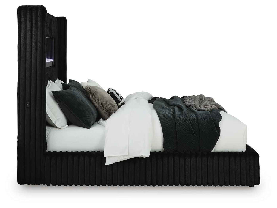Tayleena - Upholstered Bed With Fireplace And Wireless Audio