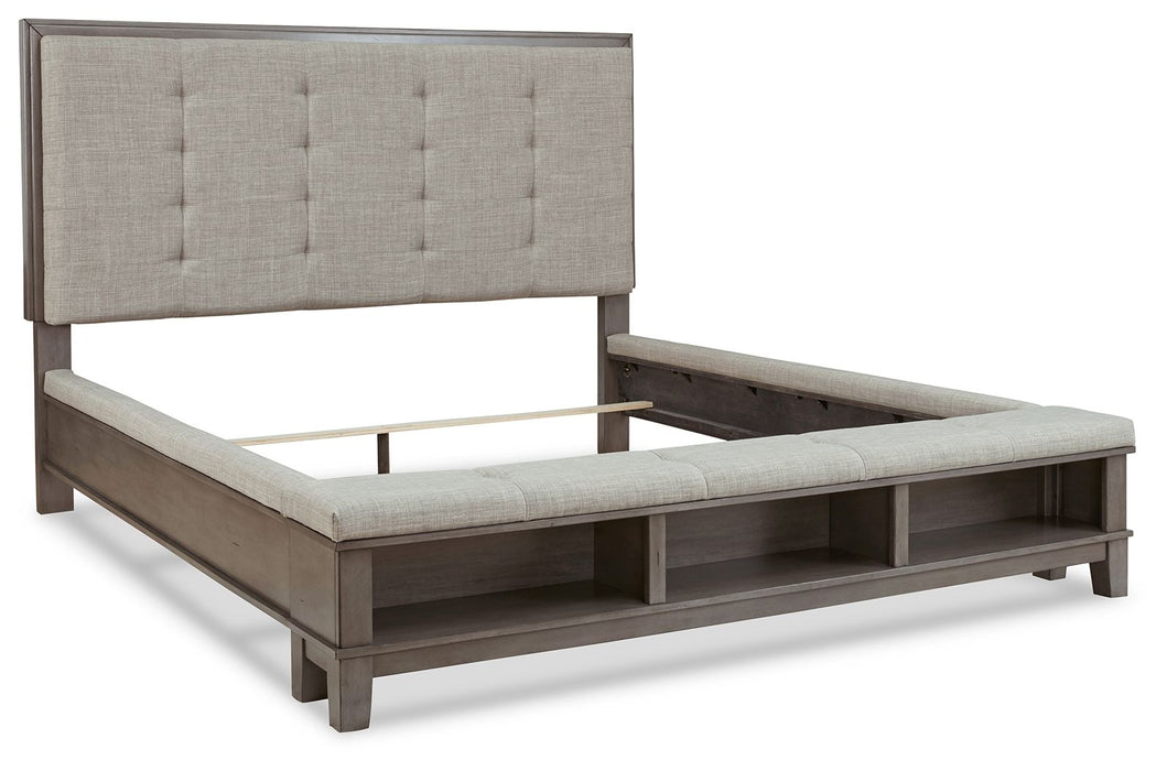 Hallanden Gray Panel Bed With Storage - Queen