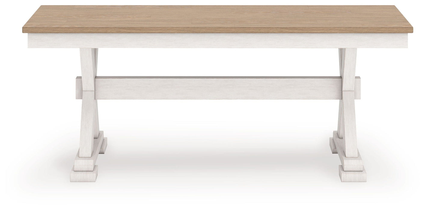 Purlaney - Large Dining Room Bench - Antique White / Natural