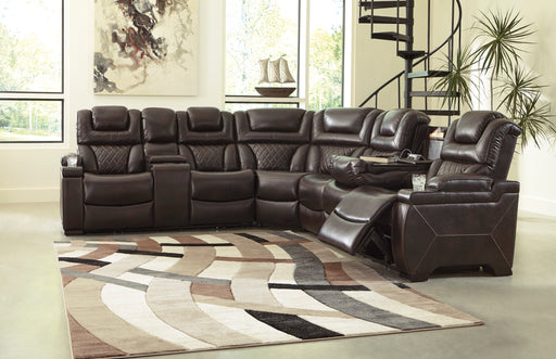 Warnerton RAF/LAF REC PWR Sofa/Drop Down TBL And Wedge 3 pc Sectional - Chocolate - Furniture Depot (6217440395437)