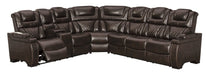 Warnerton RAF/LAF REC PWR Sofa/Drop Down TBL And Wedge 3 pc Sectional - Chocolate - Furniture Depot (6217440395437)