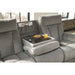 Mitchiner Sofa w/Drop Down Table & Loveseat with console - Fog - Furniture Depot