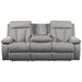 Mitchiner Sofa w/Drop Down Table & Loveseat with console - Fog - Furniture Depot