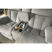 Mitchiner Sofa w/Drop Down Table & Loveseat with console - Fog - Furniture Depot