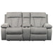 Mitchiner Sofa w/Drop Down Table & Loveseat with console - Fog - Furniture Depot