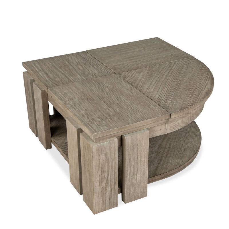 Conrad - Pie Shaped Lift Top Cocktail Table With Casters - Stone Harbor Gray