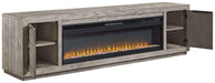 Naydell - 92" TV Stand With Wide Fireplace Insert - Gray