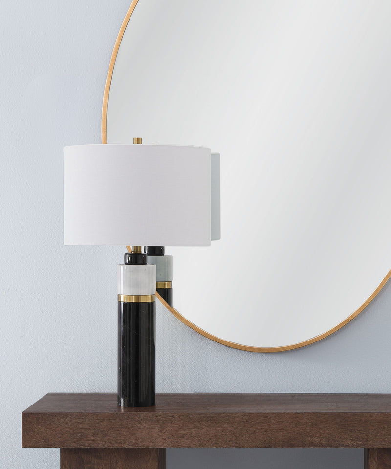 Gregory - Table Lamp - Black / White / Brass
