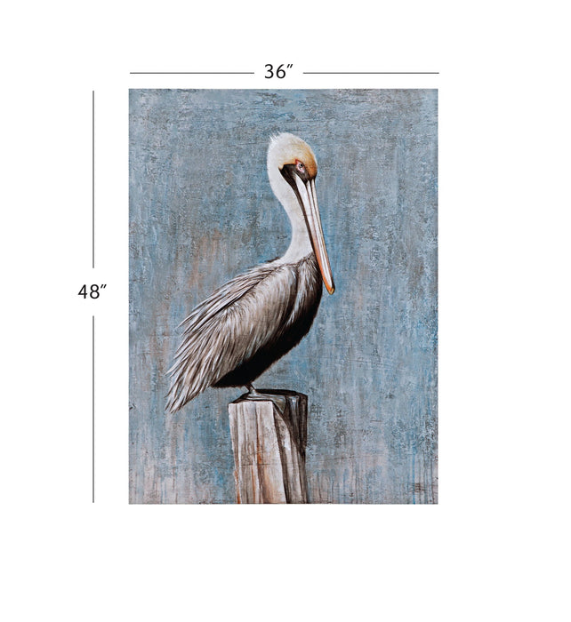 Pelican Canvas Art - Blue / Gray