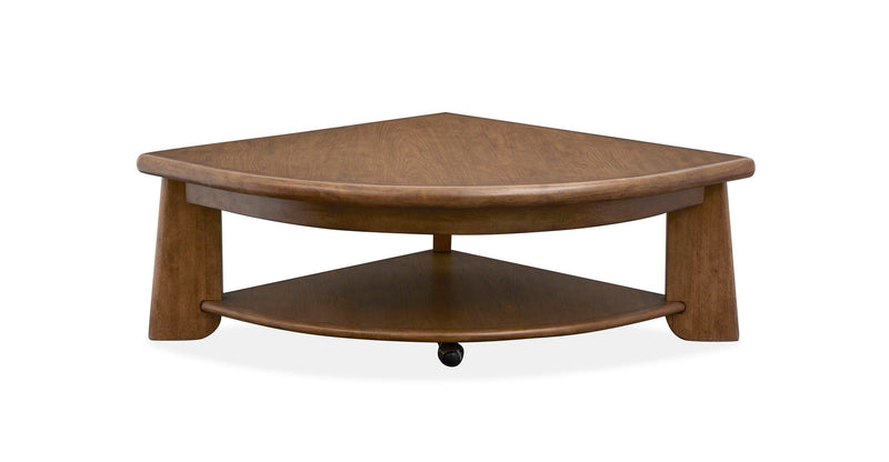 Tanner - Pie Shaped Lift Top Cocktail Table With Casters - Tawny Brown