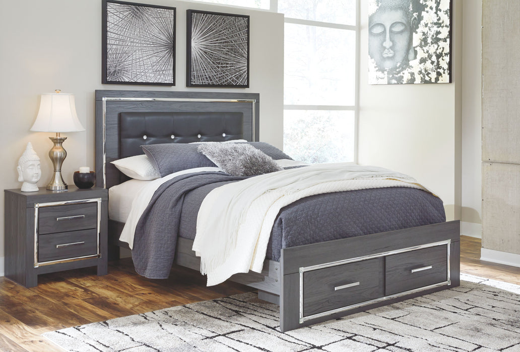 Lodanna Gray Platform Bed With 2 Storage Drawers