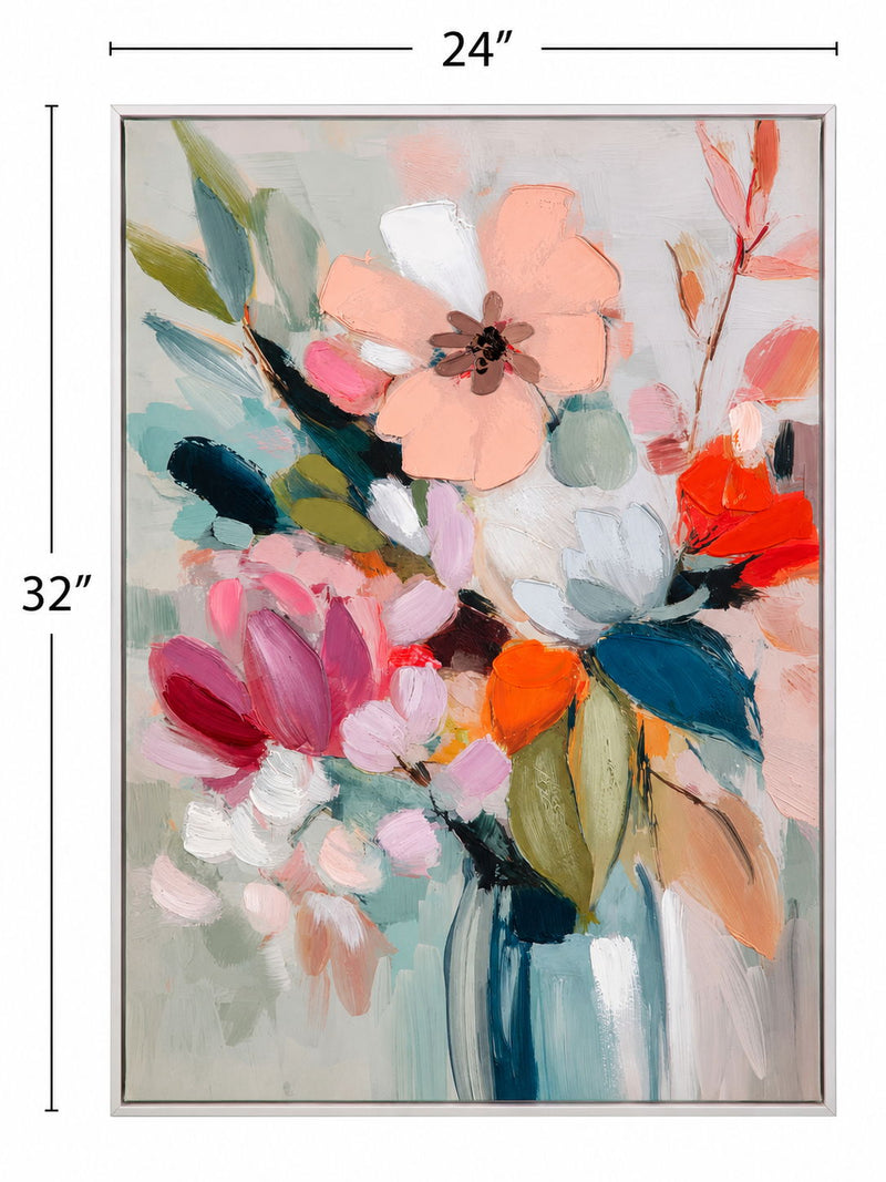 Spring Bouquet Framed Canvas - Pink