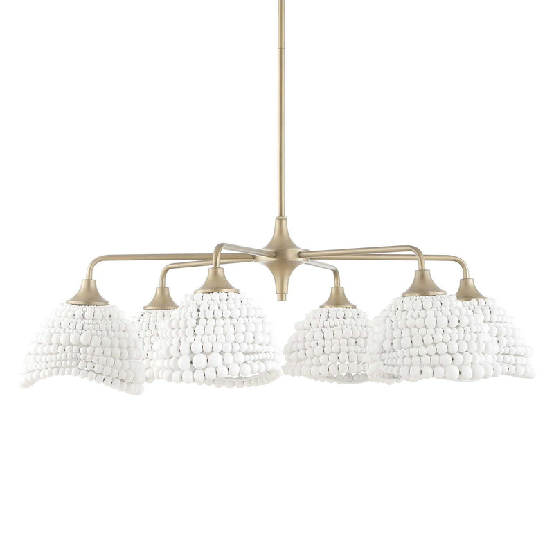 Biddeford - 6 Light Beaded Pendant - White