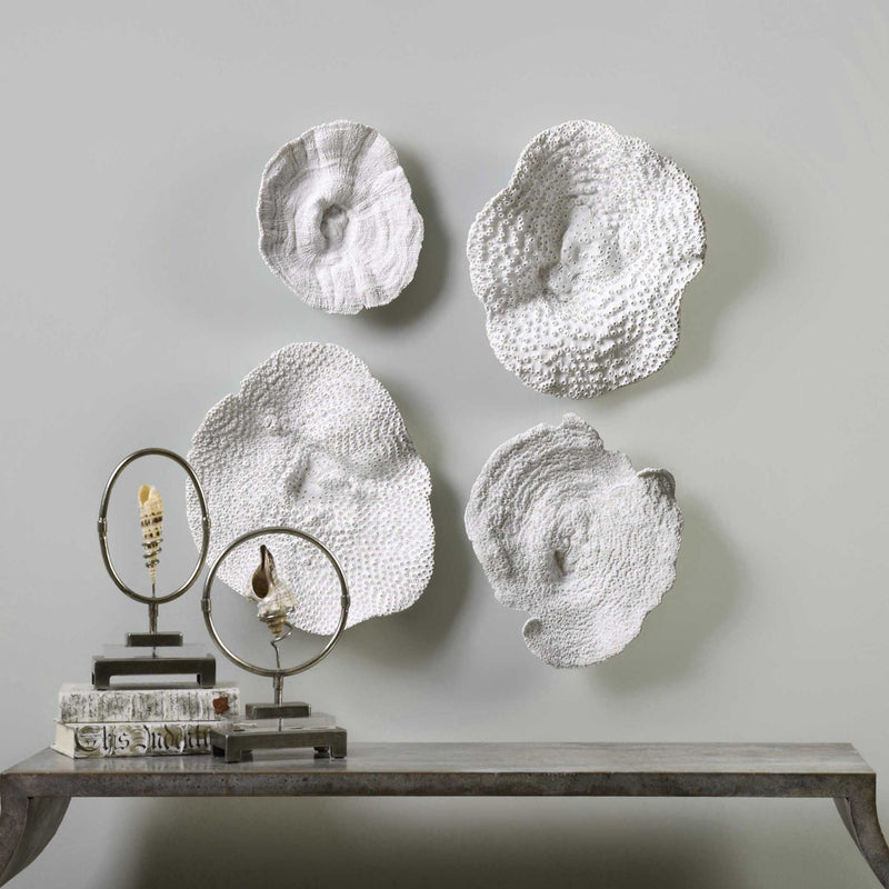 Sea Coral - Wall Art (Set of 4) - White
