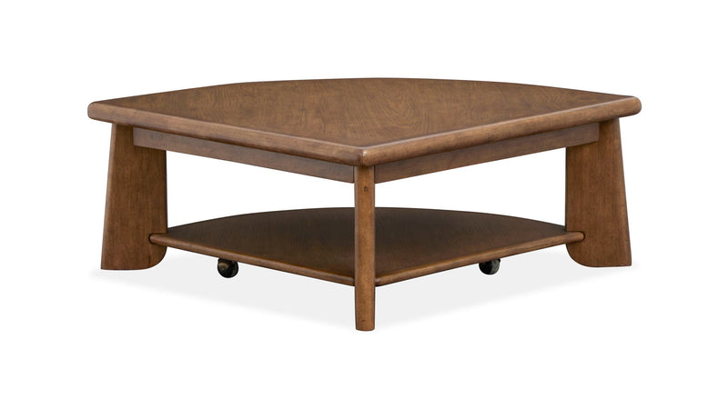 Tanner - Pie Shaped Lift Top Cocktail Table With Casters - Tawny Brown