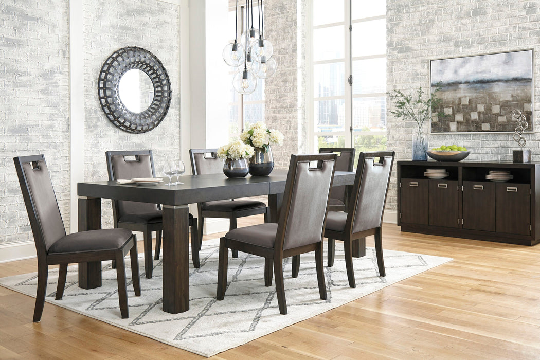 Hyndell Dark Brown 7 Pc. Extension Table, 6 Side Chairs