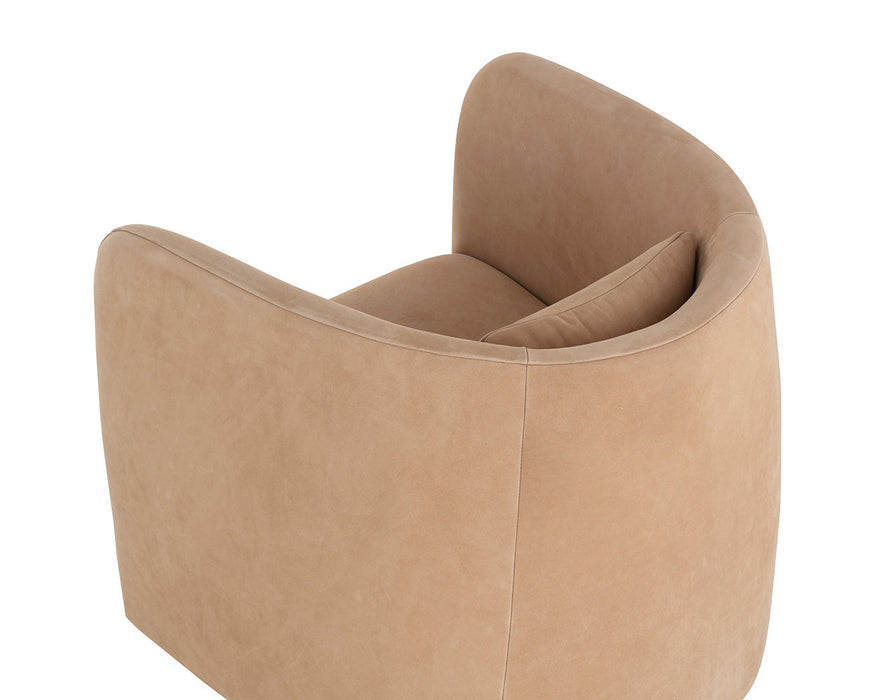 Emilie Swivel Lounge Chair - Nubuck Tan Leather