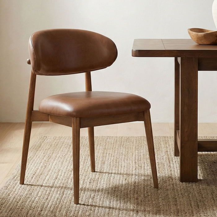 Ellie - Leather Dining Chair - Brown