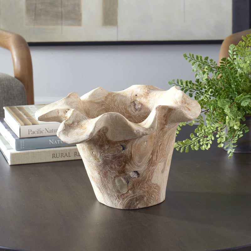 Teak Flow - Outdoor Bowl - White Wash