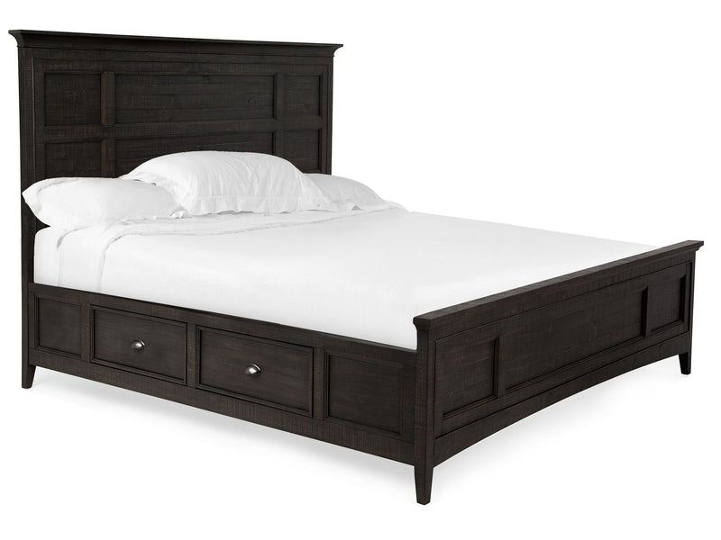 Westley Falls - Complete King Panel Bed With Storage Rails - Graphite