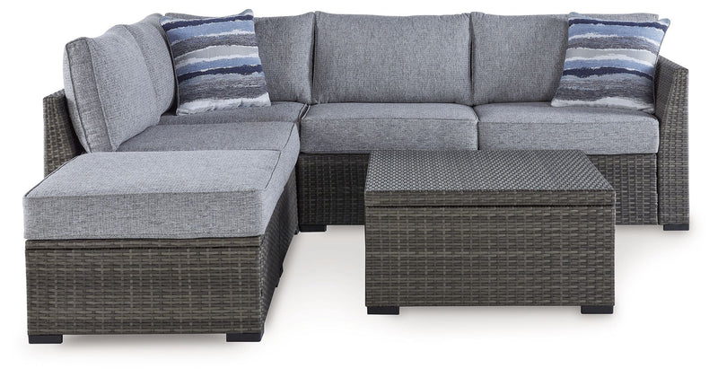 Petal Road - Loveseat Sectional, Ottoman, Table Set (Set of 4) - Gray