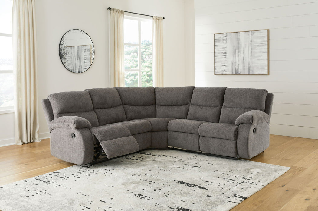 Museum - 2-Piece Reclining Sectional With Raf Reclining Loveseat - Fabric - Pewter