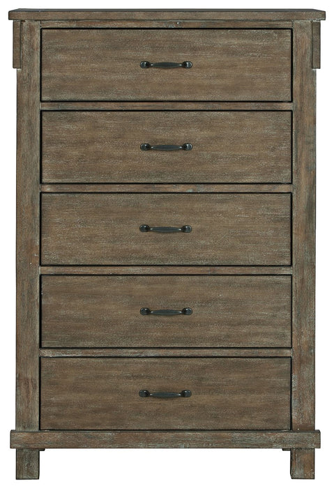 Shamryn Grayish Brown Five Drawer Chest