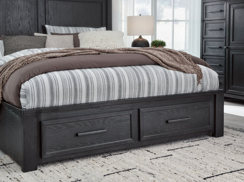 Foyland Black / Brown Panel Storage Bed - Queen