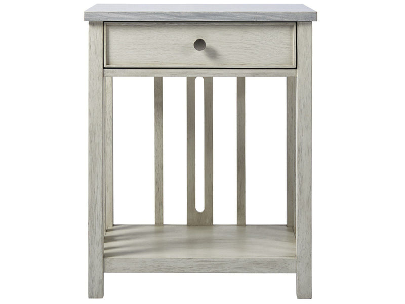 Escape Bedside Table with Stone Top Pearl Silver