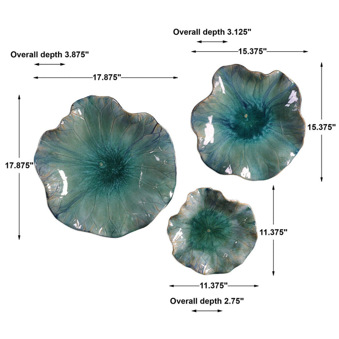 Abella - Ceramic Flowers (Set of 3) - Blue