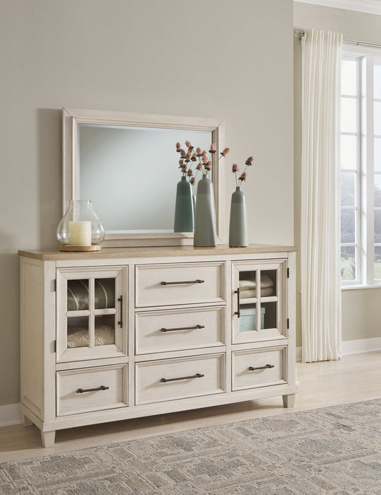 Shaybrock - Dresser And Mirror - Antique White / Brown