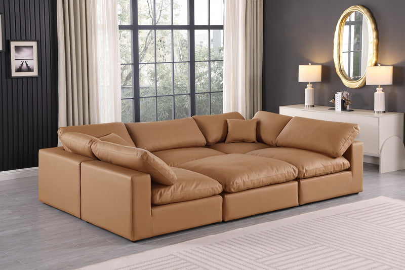 Comfy - 6 Piece Faux Leather Sectional