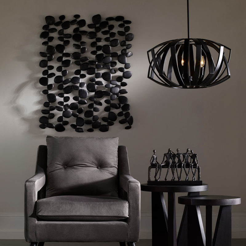 Skipping - Stones Forged Iron Wall Art - Black