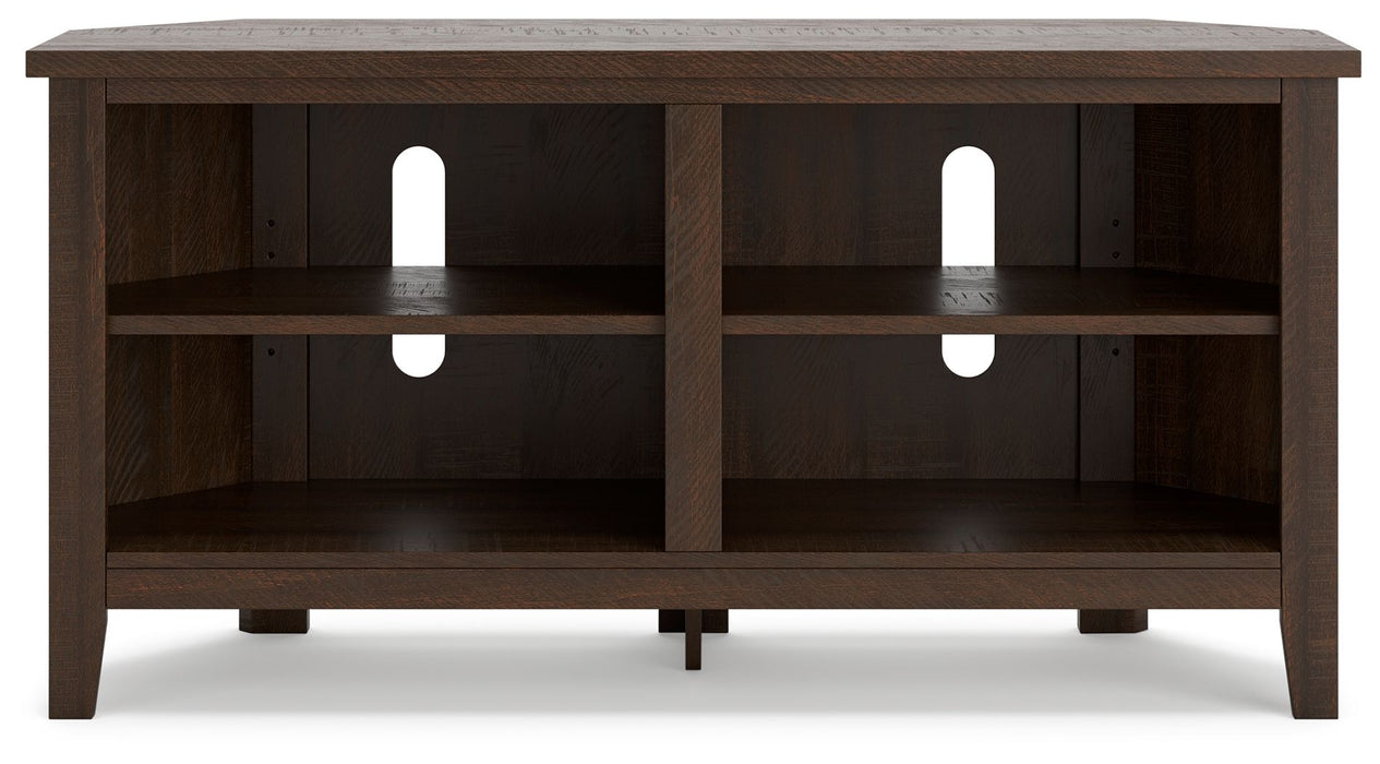 Camiburg Warm Brown Corner TV Stand