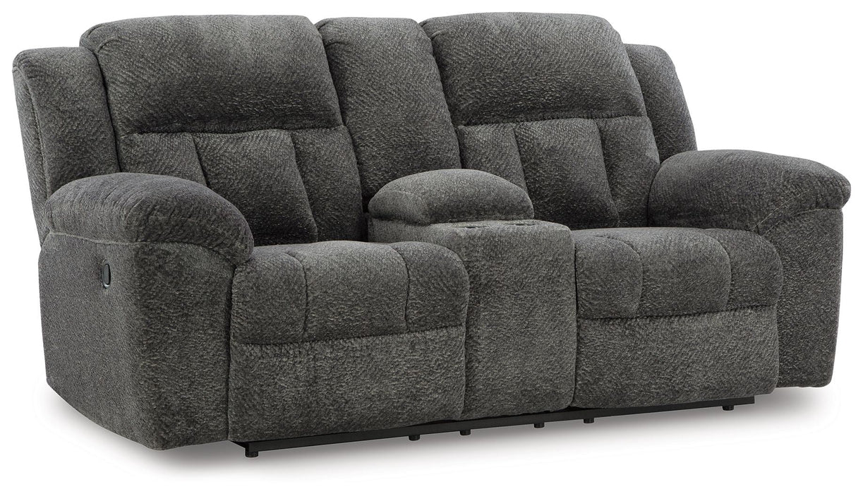 Frohn - Dbl Reclining Loveseat With Console - Fabric - Graphite