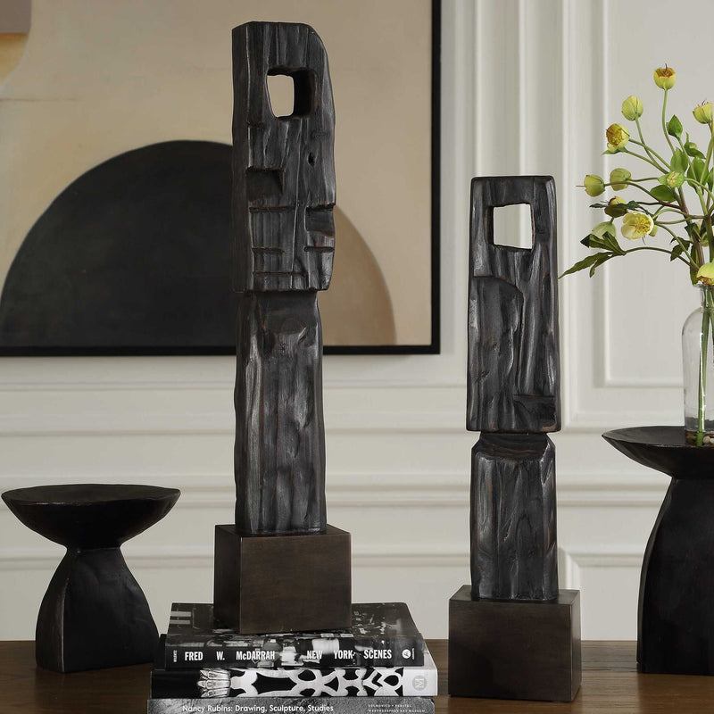 Cipher - Wood Totems (Set of 2) - Black