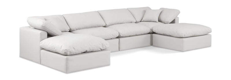 Indulge - Faux Leather 6 Piece Modular Double Chaise Sectional