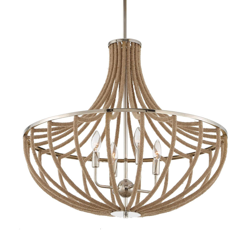 Lovelock - 4 Light Rope Empire Chandelier - Light Brown