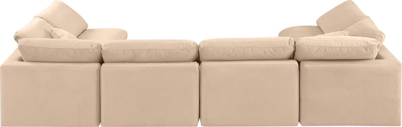 Indulge - Velvet 6 Piece Modular U-Shaped Sectional