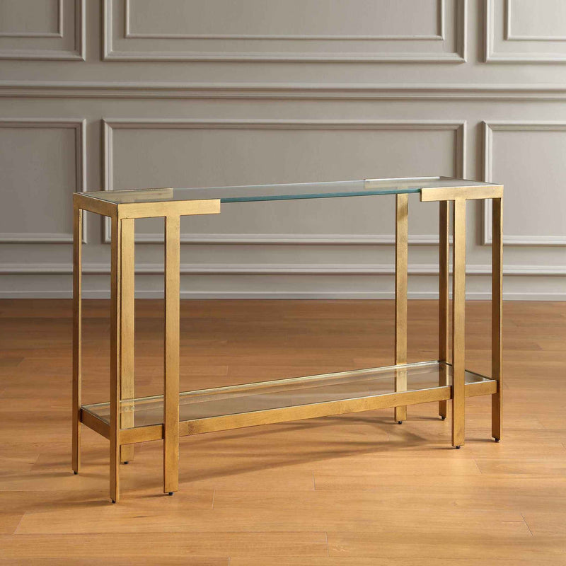 Kendrick - Glass Console Table - Gold