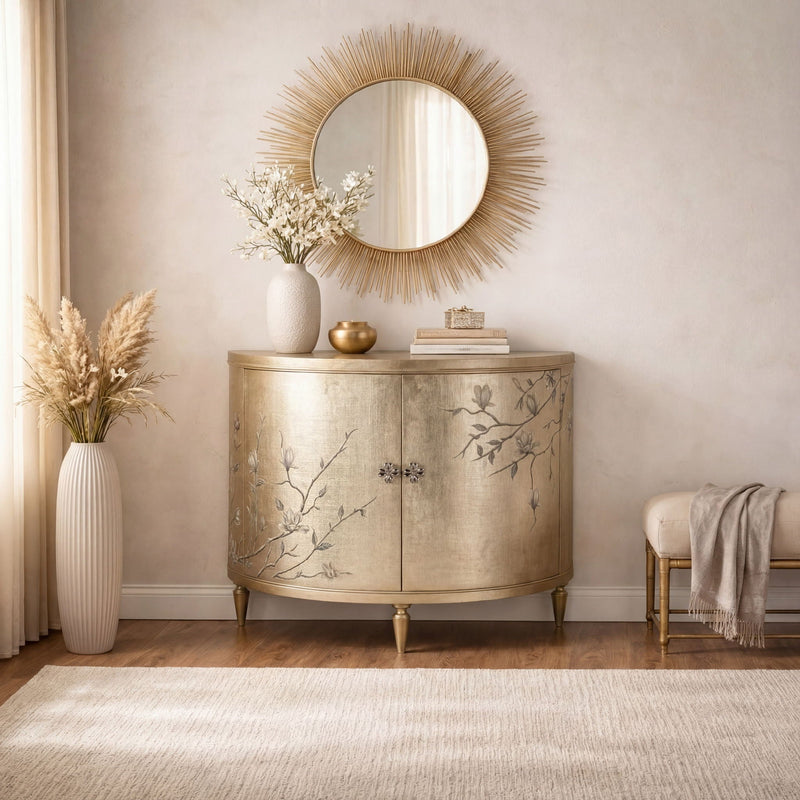 Melange - Marguerite 2-Door Demilune Chest - Silver