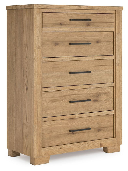 Galliden - Five Drawer Chest - Light Brown