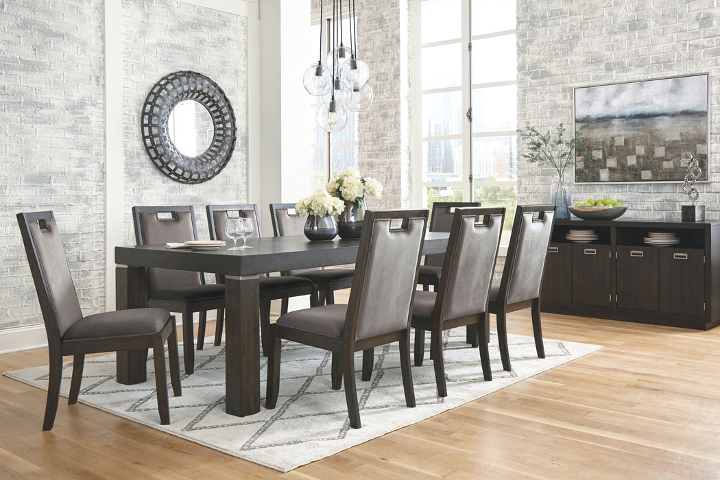 Hyndell Dark Brown 9 Pc. Extension Table, 8 Side Chairs