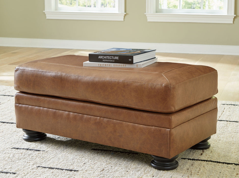 Carianna Leather Ottoman - Caramel