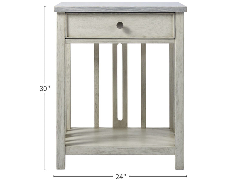 Escape Bedside Table with Stone Top Pearl Silver