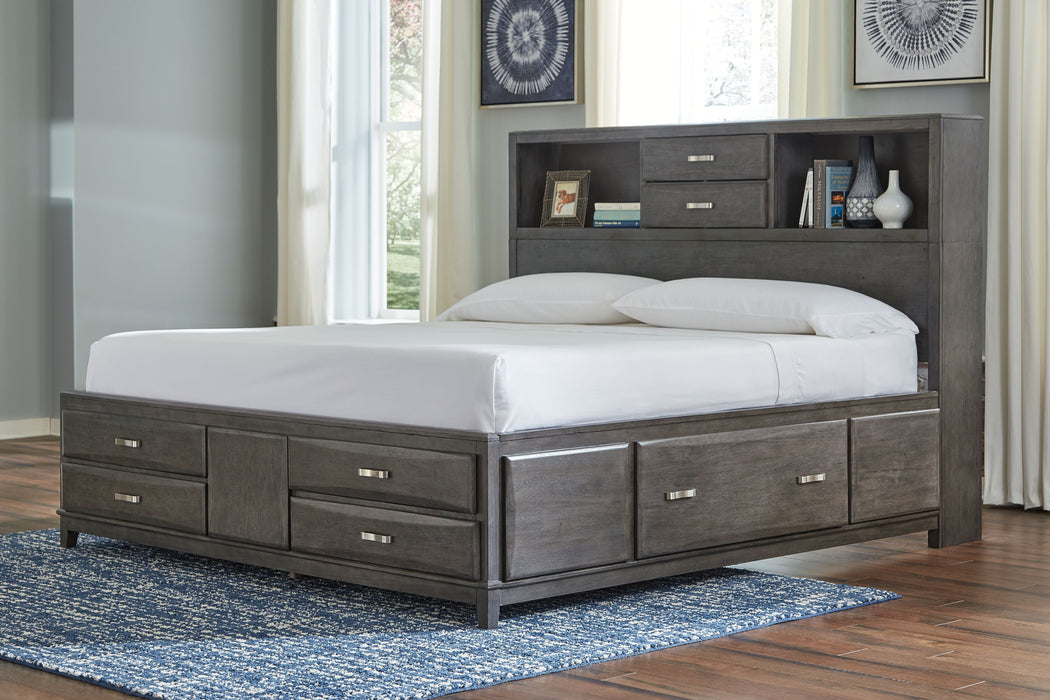 Caitbrook Gray Storage Bed With 8 Drawers - king